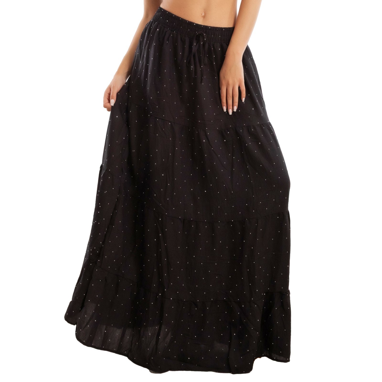Falda Larga Ligera Strass Boho Chic De Verano Con Volantes Maxi TOOCOOL YH78083
