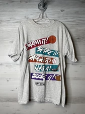 Vintage Sports Graphic Shirt Mens Large Gray Slam It Spike Smash Score Tee 90s