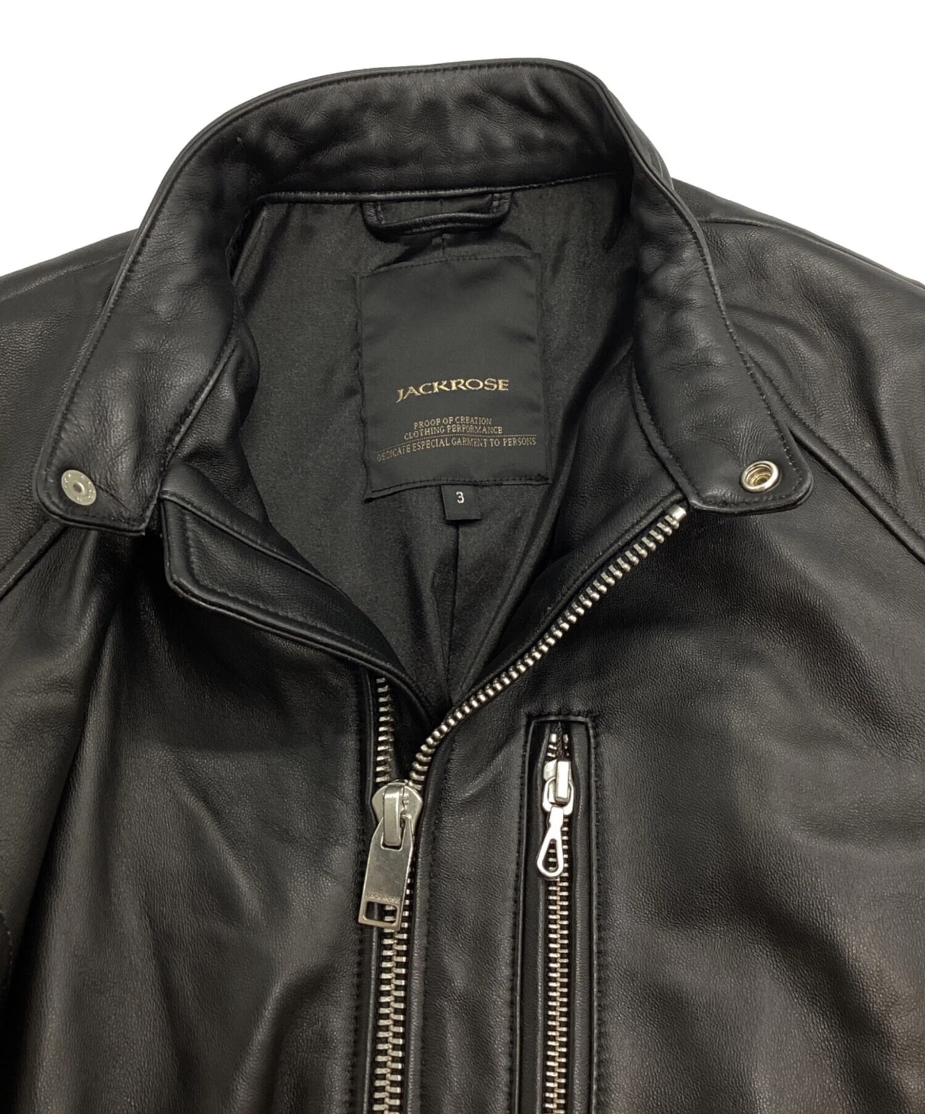 JACKROSE Single Leather Riders Jacket Men's Size 3 Black - product detail image 3