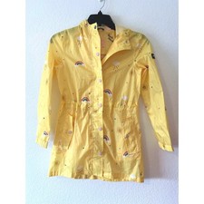Joules Golightly Yellow Rainbow Sun Packable Rain Jacket Kids Size 12