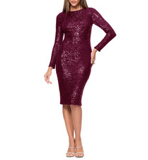XSCAPE Women's Sequined Long-Sleeve Sheath Dress MSRP 169