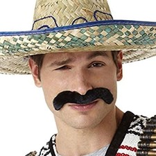 Chevron Hombre Moustache Black Fancy Dress Up Halloween Adult Costume Accessory