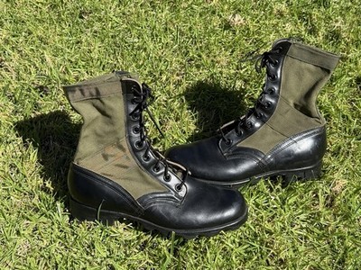 Ro-Search VINTAGE Men\'s US Vietnam Era Jungle Combat Boots Size 7 Black Green RO-SEARCH Vietnam War Jungle Boots 9W Black Green Canvas  main image 4