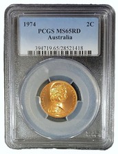1974 Australia Uncirculated 2c Two Cent Coin - PCGS MS65RD