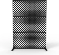 Metal Privacy Screen Outdoor,Galvanized Steel Privacy Fence Panel with Stand