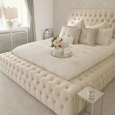 Windsor Bed Plush Velvet Ambassador Upholstered Bed Frame Double King Super King