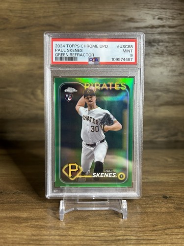 2024 Topps Chrome Update Paul Skenes RC True Green Refractor /99 #USC88 PSA 9 MT