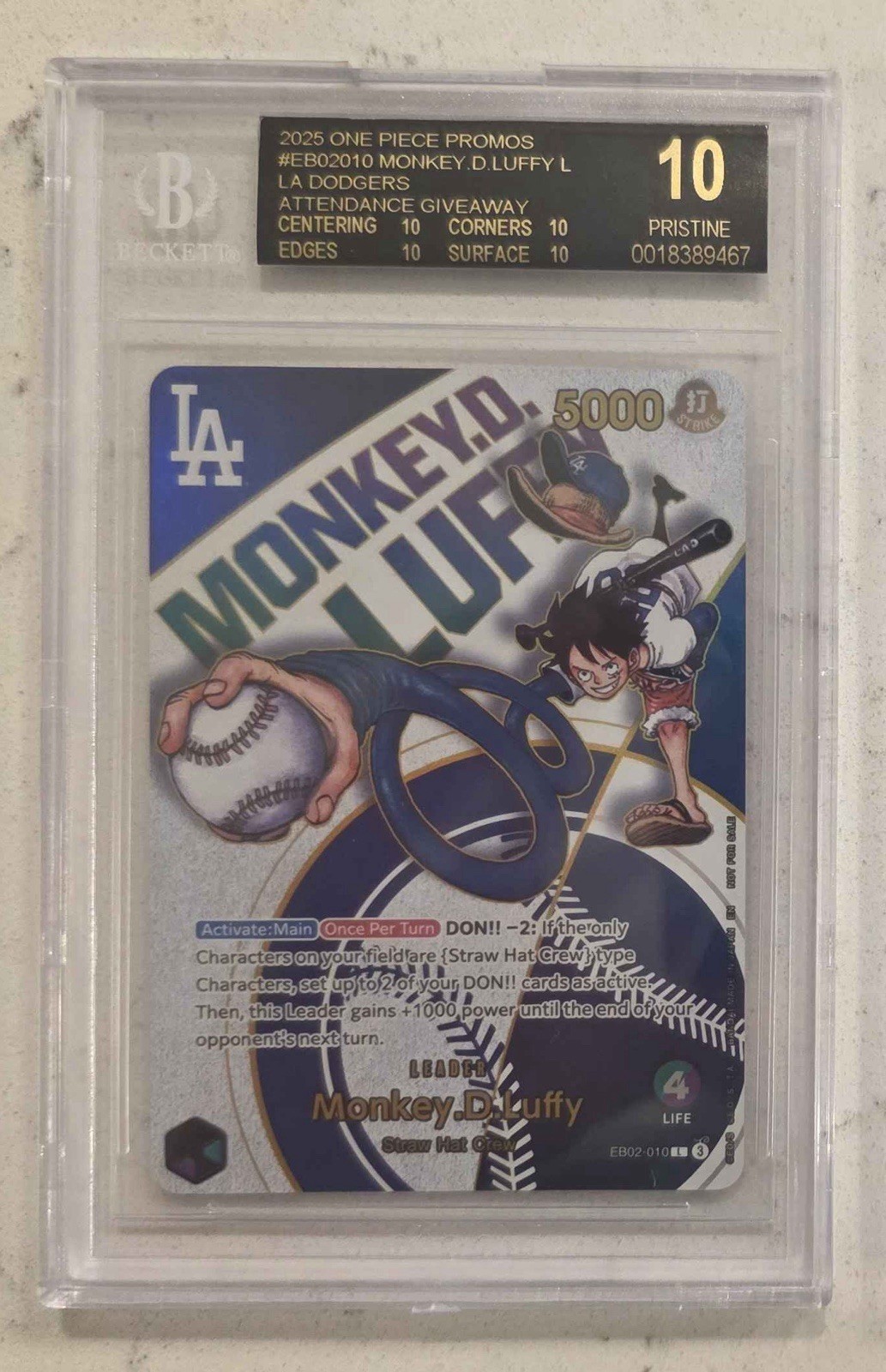 BGS10 GL】ドジャース ルフィDodgers Luffy ドジャース ルフィ BGS 10