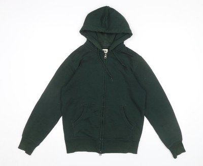 Uniqlo Damen dunkelgrüner Hoodie mit durchgehendem Reißverschluss Größe S Baumwollmischung