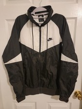 Nike Vintage Rare Windrunner Windbreaker Jacket Black White Nylon Soft Glanz Med