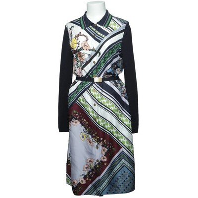 Tory Burch, Kleid, Größe: S, Schwarz/Mehrfarbig, Merinowolle/Seide, Blumen #CFN