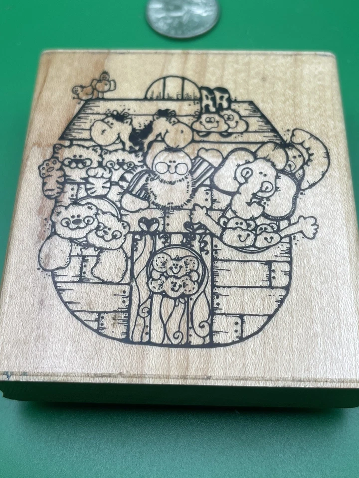 Sello de goma vintage DOTS "LITTLE NOAH" Biblia Arca de Noé animales montaje en madera Foto 2 de 4