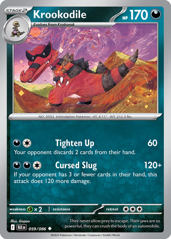 Krookodile - 059/086 - Uncommon (Near Mint) Black Bolt - Darkness Pokémon