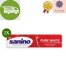 2 Pack X Sanino Pure White Whitening Toothpaste - 90ml, Fluoride Calcium