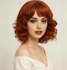 12” Short Curly Wig w/ Bangs Heat Resistant Synthetic Party Cosplay Daiaces