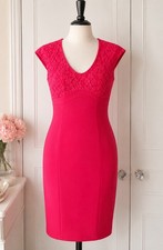Ted Baker London Cerise Pink Lace PencilDress Size 3 (UK 12)
