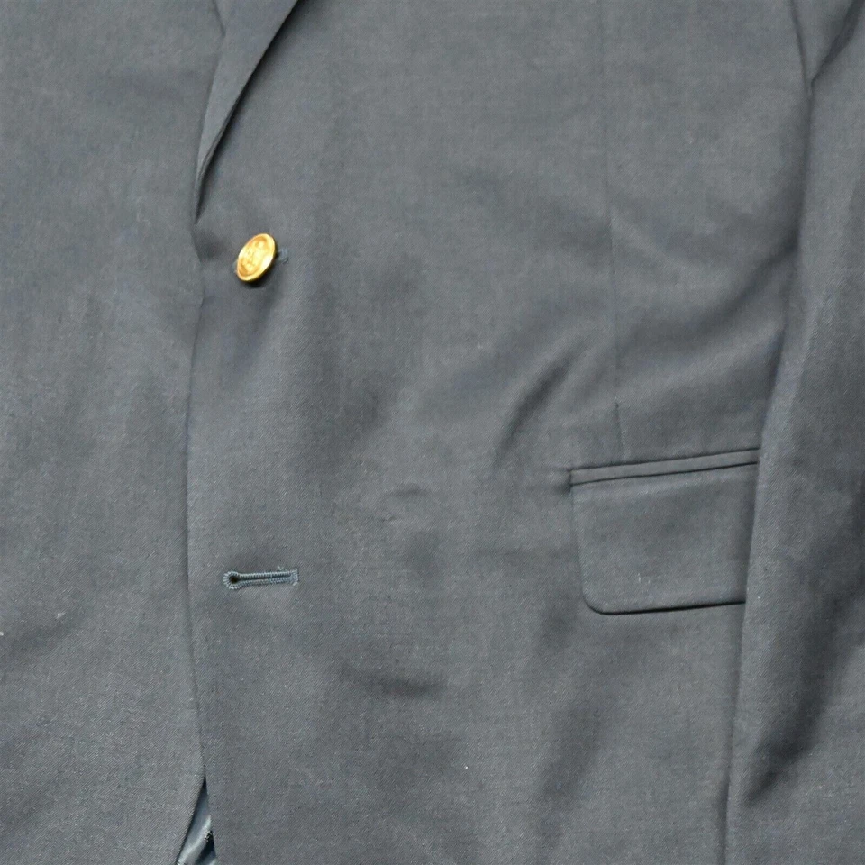 Saddlebred 48R Navy Blue Stretch Wool Gold Button Mens Blazer Sport Coat Jacket - Image 3 of 4