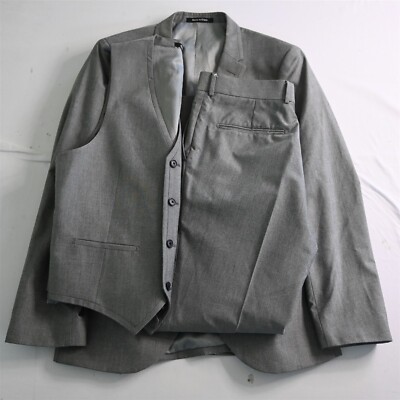 Altamoda Mens Warehouse 40R 32x32 Gray 3 Piece Vest Jacket Pants Suit