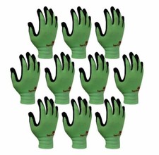 3M Nitrile Rubber Coated Work Gloves, Thin TouchScreen Washable 10 Pack Green
