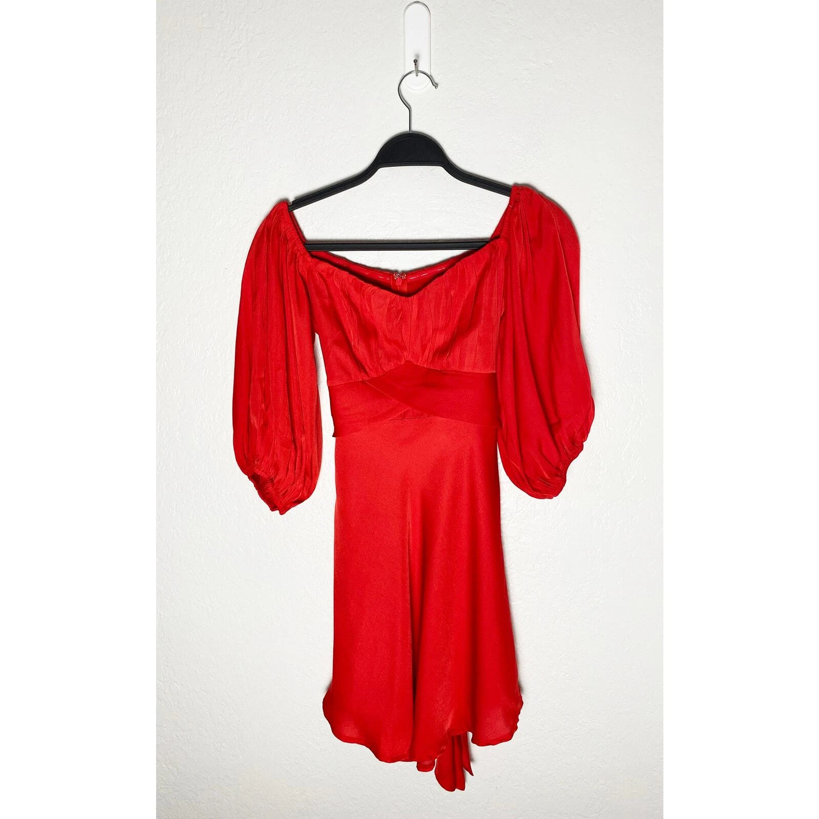 VALENTINO Mini abito donna rosso Hello Molly manica a sbuffo cravatta schiena fiocco 62235BK60 nuovo con etichette taglia 4