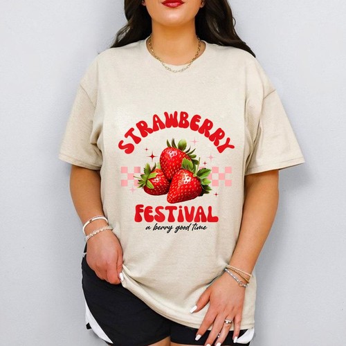Strawberry Festival A Berry Good Time Strawberries Season Unisex T-Shirt - Picture 8 of 23