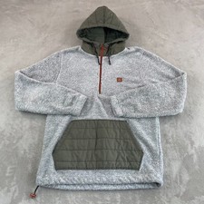 BILLABONG BADGER Half-Zip Hooded Sherpa Pullover Men Medium Grey Surf NWOT
