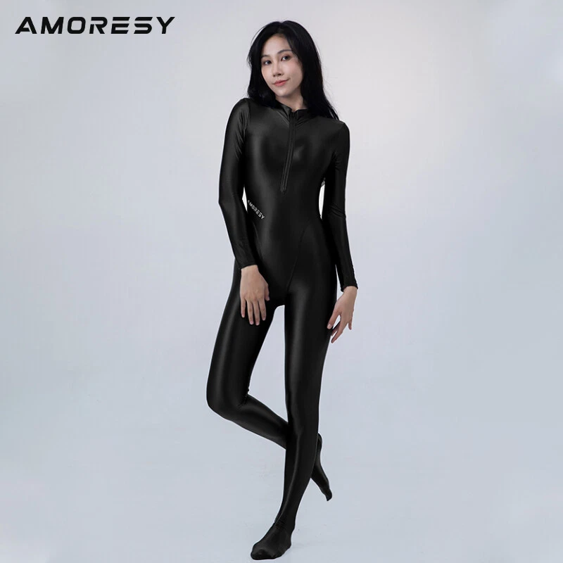 AMORESY Damen Smooth Einteiler Overalls Cosplay Langarm Rompers Sports Catsuits - Bild 4 von 4