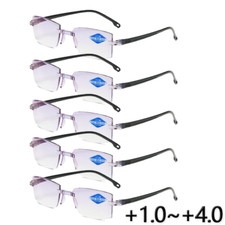 5PCS Rimless Bifocal Reading Glasses Tinted Blue Light Blocking Readers Glasses