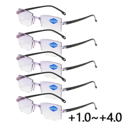 5Pairs Rimless Bifocal Reading Glasses Tinted Blue Light Blocking Lesebrillen