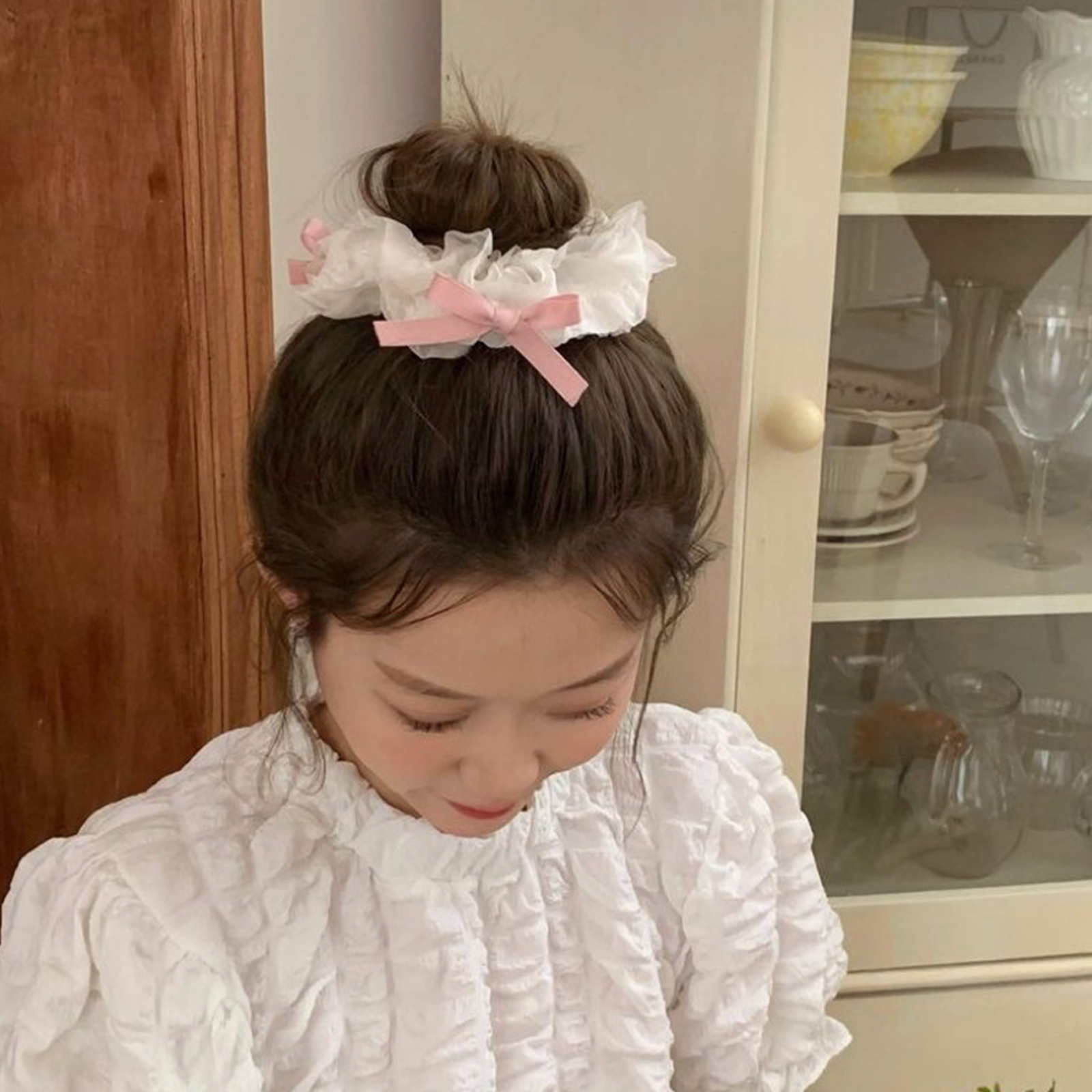 Hair Tie Bowknot Decor Versatile Beautiful Hair Bun Cover Snood Exaggerated