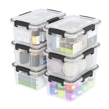 12 Quart Clear Storage Box with Sealed Lid, Plastic Storage Bins, 6 Pack