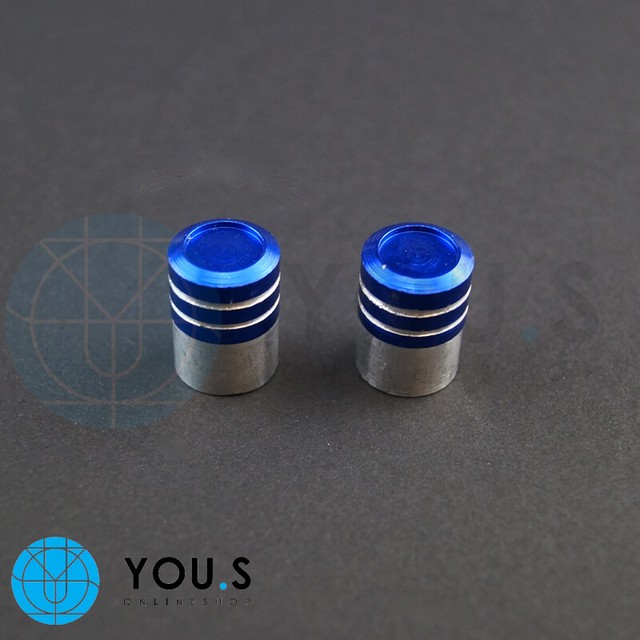 2 Pcs Cylinder Valve Caps in SilverBlue for Motorcycle E.g. Honda