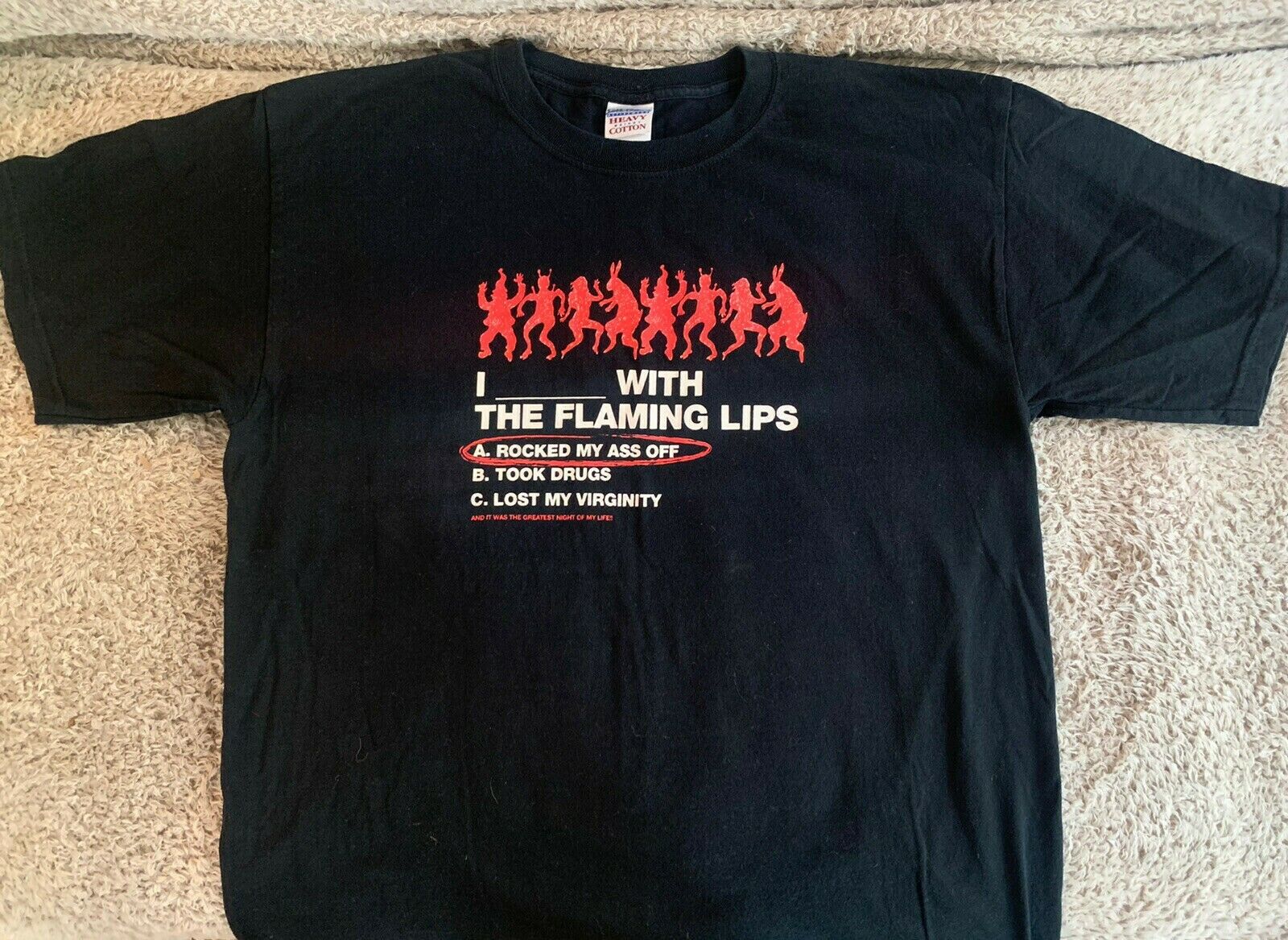 Vintage THE FLAMING LIPS 'I Rocked my A** Off' T-Shirt - Size Mens L - Black
