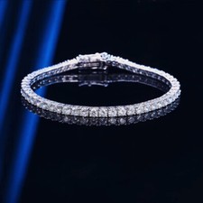 3mm D VVS1 Moissanite Tennis Chain Bracelet for Women Men 925 Sterling Silver