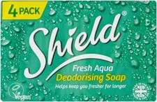Image of Shield Soap Bars Fresh Aqua Deodorising Vegan Clean Odour-Free 4 X 115gm