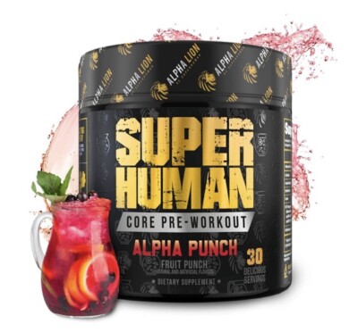 ALPHA LION Super Human Core Pre Workout Powder with Creatine - Alpha Punch 30srv