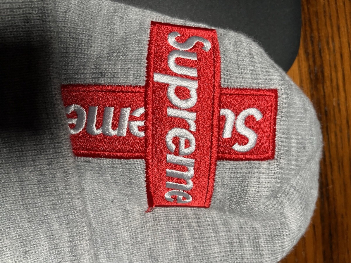 SUPREME CROSS BOX LOGO BEANIE HEATHER GREY FW20 SIZE OS | eBay