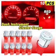 10x red T10 194 LED Bulbs for Instrument Panel Gauge Cluster Dash Light
