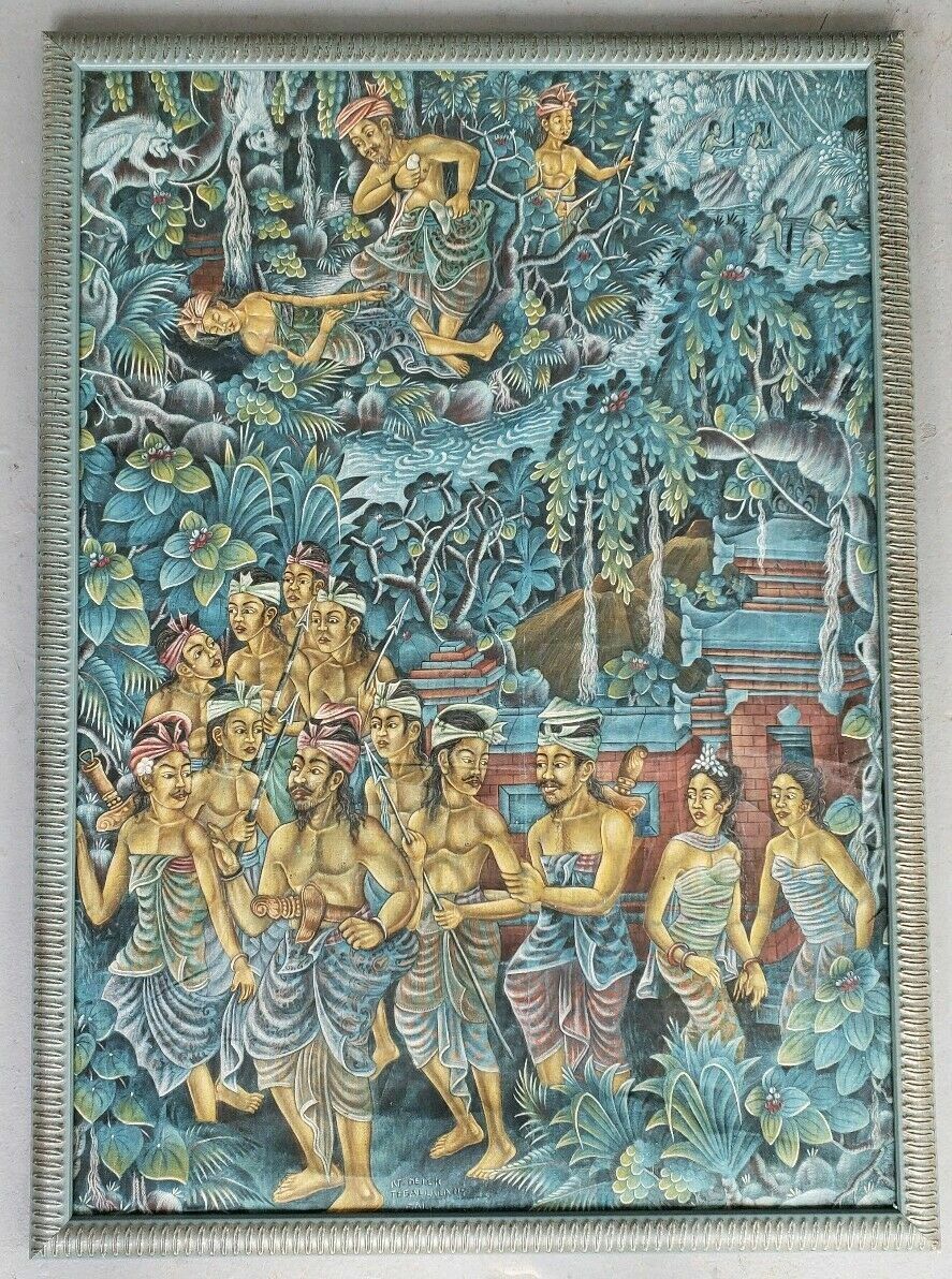 RARE SIGNED KT DELEK TEGALLALANO BALI BALINESE HINDU JAVANESE FOLK