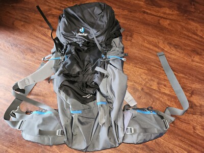DEUTER AIRCONTACT LITE 50+10 HINKING BACKPACK IN COLOR BLACK/GRAY 