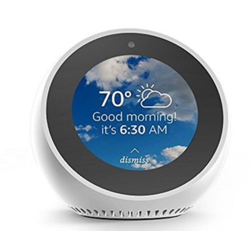 Amazon Echo Spot Smart Alarm Clock With Alexa – White, Wi-Fi & Bluetooth