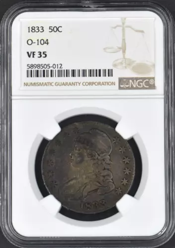 1833 CAPPED BUST HALF DOLLAR - NGC O-104 VF 35