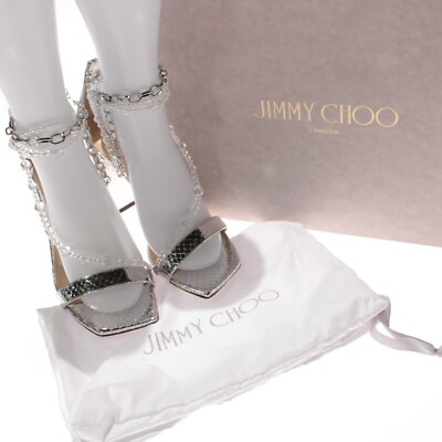 Jimmy Choo NWB Neena 100 Wrap Heels w/ Chains & Crystals Size 38.5