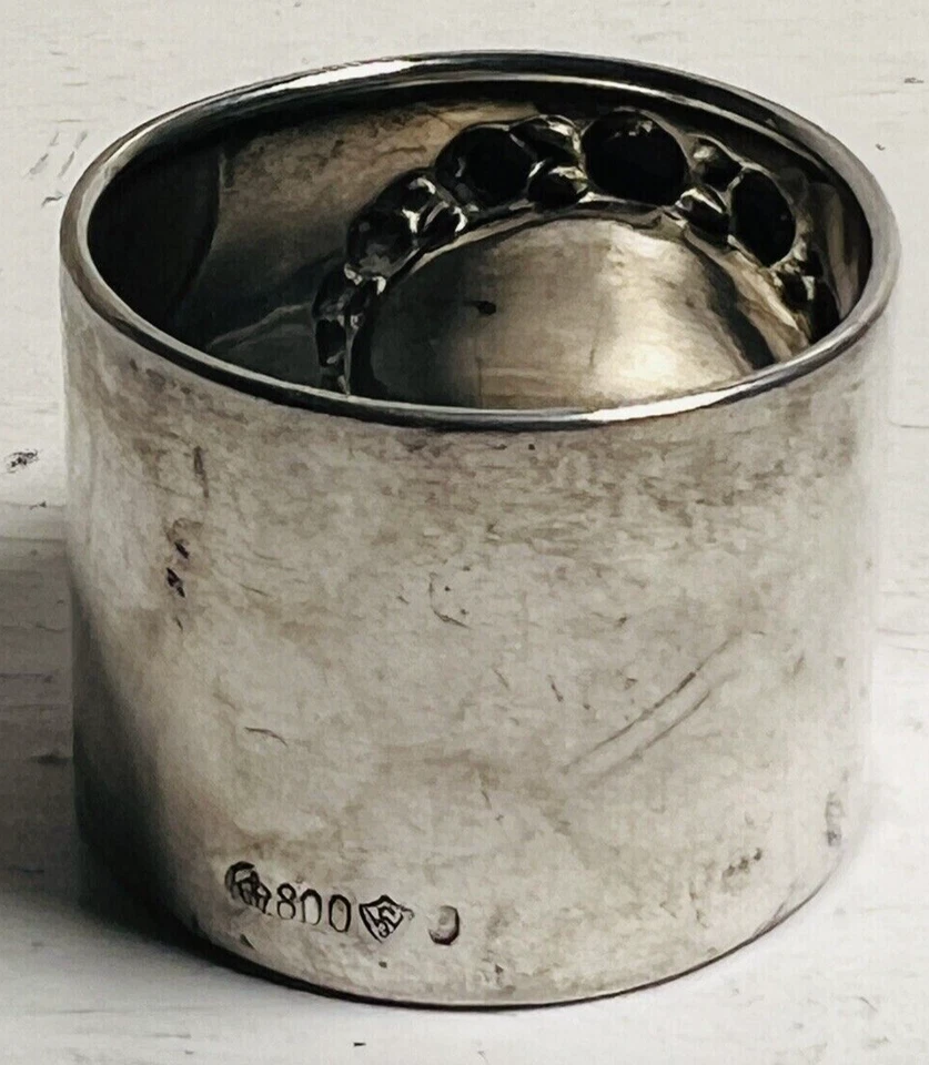 Antique German 800 Silver Napkin Ring "RR" initials engraving - Image 4 of 4