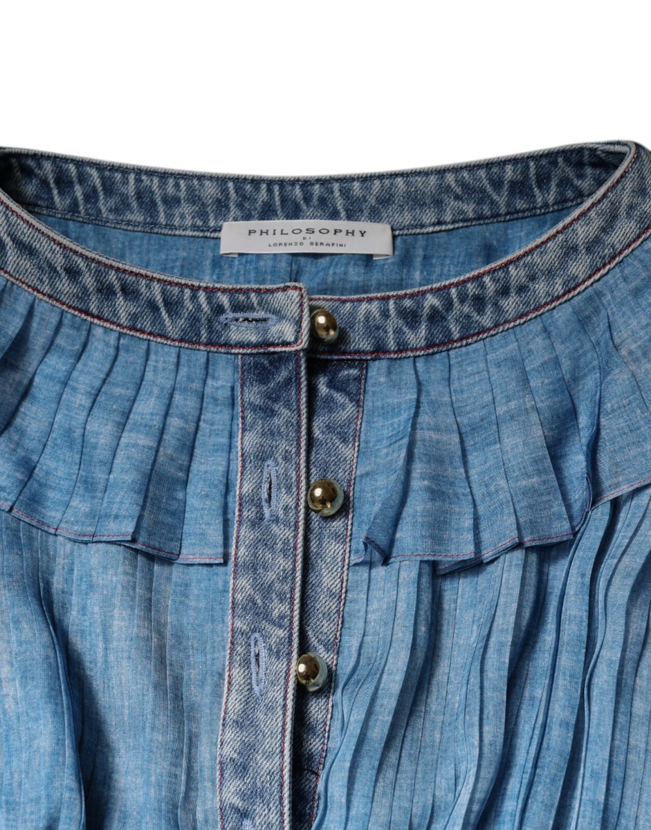philosophy di lorenzo serafini denim dress Philosophy Di Lorenzo Serafini contrasting-panels Denim Dress | Blue