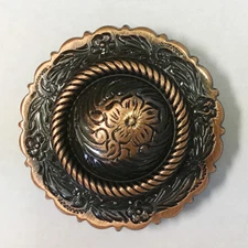 WESTERN SADDLE HEADSTALL HORSE TACK COPPER ENGRAVED ROPE EDGE CONCHO screw back