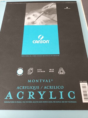 Canson Paper Acrylic Pad 9  X 12  White, 8 Sheets/Pad Cold Press