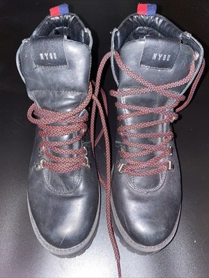 Steve Madden Womens Leather Lace Up Ankle Bootie Black Size 8.5