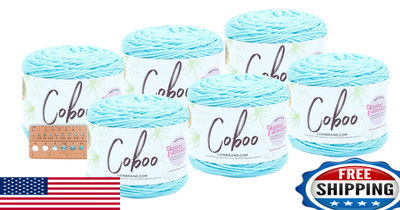 Lion Brand Yarn Coboo 6 Pack Ice Blue w/ Needle Gauge