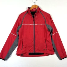 SUGOI Cycling Jacket Vest Womens L Red Full Zip Reflective Scotchlite 2N1